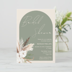 Invitación Sage Boho Arch Beige Floral Bridal Shower