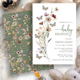 Invitación Sage Boho Wildflower Baby Brunch