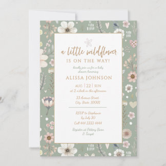 Invitación Sage Boho Wildflower Baby Shower