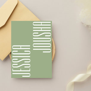 Invitación Sage Bold Names Typography Ultra Moderno Boda