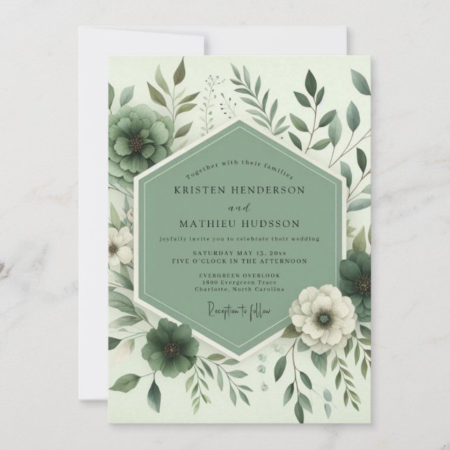Invitación Sage Botanical Whimsy Wedding (Anverso)