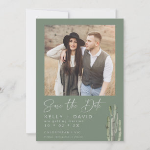 Invitación Sage Cactus Succulent Save The Date Card