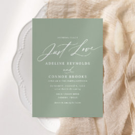 Invitación Sage Calligraphy Nothing Fancy Just Love Boda