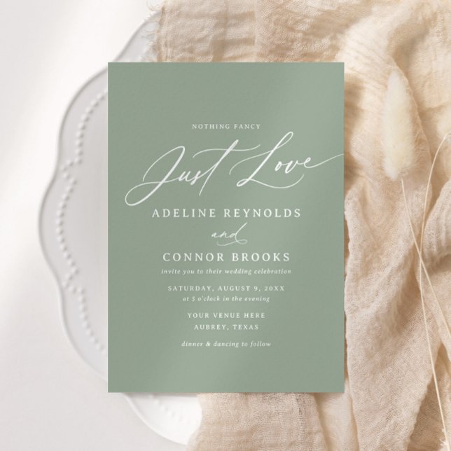 Invitación Sage Calligraphy Nothing Fancy Just Love Boda (Subido por el creador)
