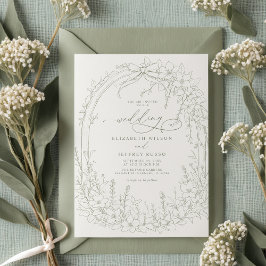 Invitación Sage Coquette Woodland Garden Boda Floral