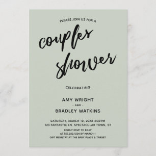 Invitación Sage Couples simples y de escritura a mano Baby Sh