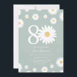 Invitación Sage Daisy 80th Birthday Invitation<br><div class="desc">🌼 Celebrar un gran hito con nuestra 80ª Invitación al cumpleaños de Daisy! 🎉 Perfecto para honrar el 80 cumpleaños de un ser querido especial, esta elegante invitación incluye hermosas mareas y elegante caligrafía. Personalízalo con todos los detalles del fiesta para crear una celebración memorable y única. ¡Haz de este...</div>