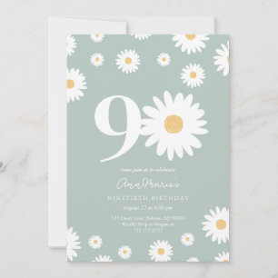Invitación Sage Daisy 90th Birthday Invitation
