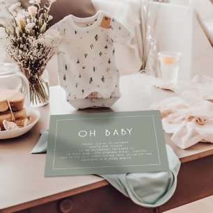 Invitación Sage de borde de línea simple verde Oh Baby Shower