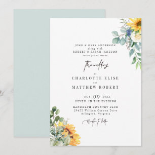 Invitación Sage de Follaje Moderno para Bodas de Ambos Padres