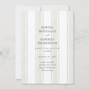 Invitación Sage de Herencia Franja de Acuarela Minimalista Bo