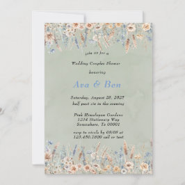 Invitación Sage Dusty Blue flores silvestres Boda Couples Sho