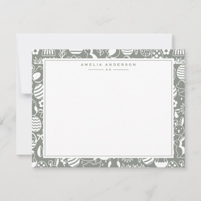 Invitación Sage Easter Egg Frame Note Card (Anverso)