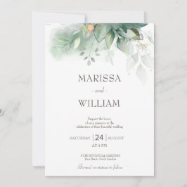 Invitación Sage Elegant Eucalyptus Wedting