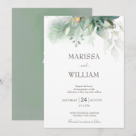 Invitación Sage Elegant Eucalyptus Wedting