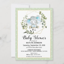 Sage Elephant Modern Baby Shower