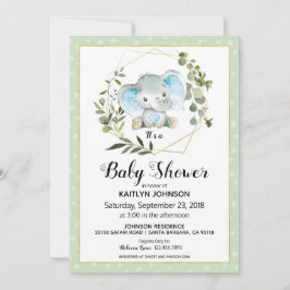 Invitación Sage Elephant Modern Baby Shower