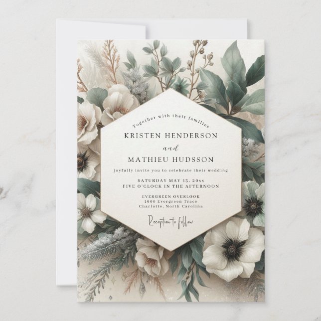 Invitación Sage Ethereal Bloom Wedding (Anverso)