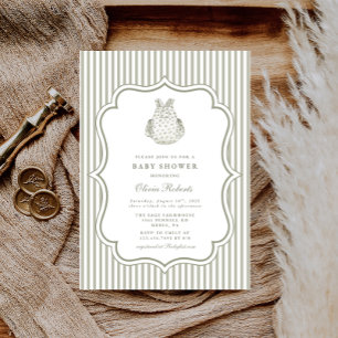 Invitación Sage Farmhouse Vintage Baby Shower