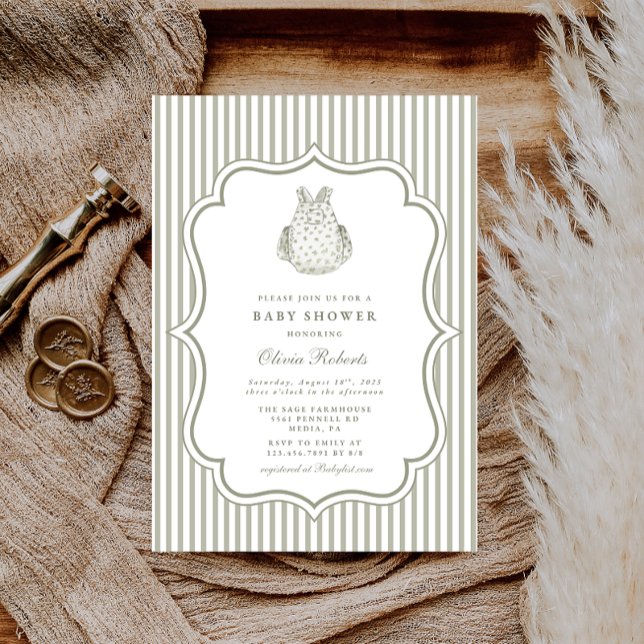 Invitación Sage Farmhouse Vintage Baby Shower (Subido por el creador)