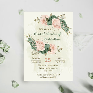 Invitación sage flor verde rubí ducha de novia botánica