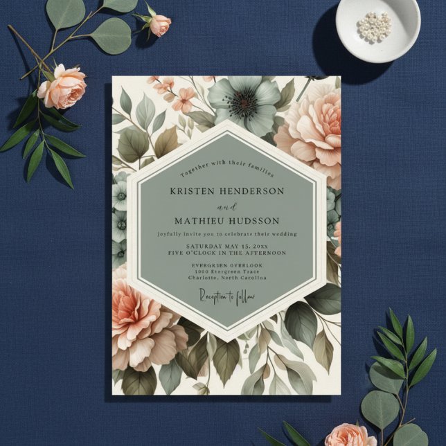 Invitación Sage Floral Bloom Romance Wedding (Subido por el creador)