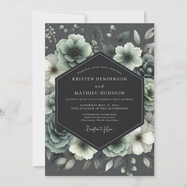 Invitación Sage Floral Enchantment Wedding (Anverso)