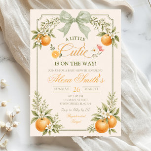 Invitación Sage Floral Frutas Cutie en Camino Fiesta de Bebé