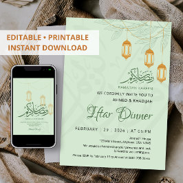 Invitación Sage Floral Hanging Lanterns Ramadan Iftar Dinner
