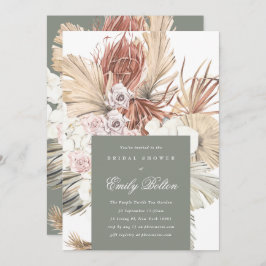 Invitación Sage Floral Moss Green Pampas Boho Bridal Shower