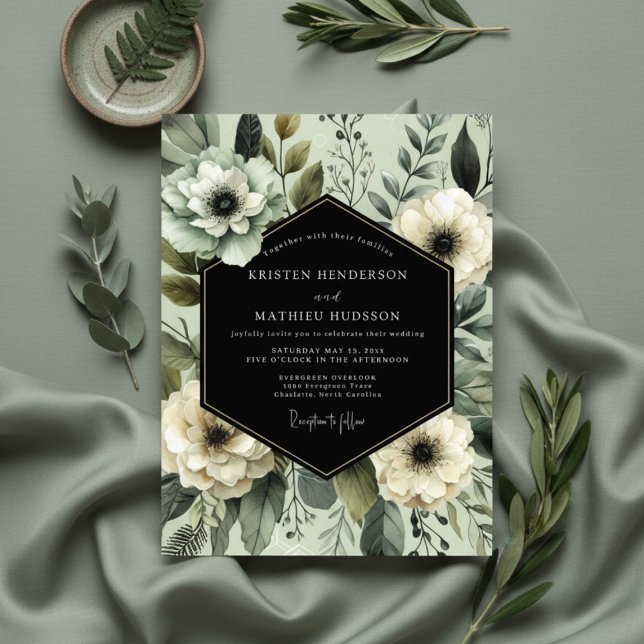 Invitación Sage Floral Opulent Wedding (Subido por el creador)