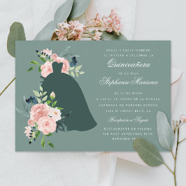 Invitación Sage Floral Personalizado Vestido de color Quincea