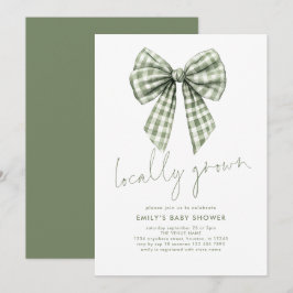 Invitación Sage Gingham Coquette Baby Shower de crecimiento l