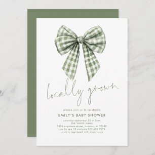 Invitación Sage Gingham Coquette Baby Shower de crecimiento l