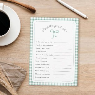 Invitación Sage gingham Encuentra al invitado que ducha juego