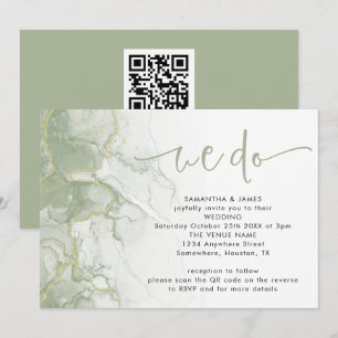 Invitación Sage Gold Agate Script Nosotros Hacemos Código QR 