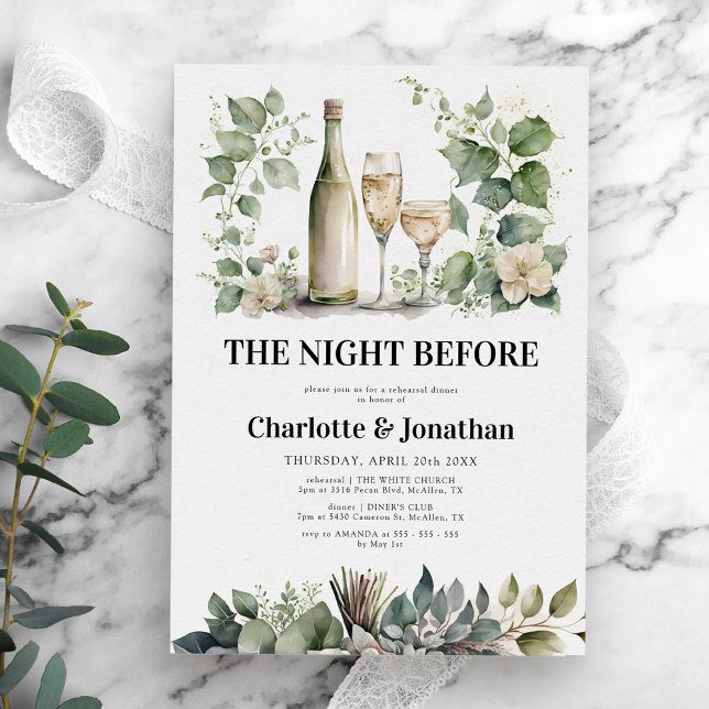 Invitación Sage & Gold Elegant Greeneration Rehearsal Cena (Subido por el creador)