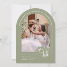 Sage Green 2 Photo Script Wedding Save the Date