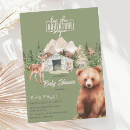 Invitación Sage Green Adventure Awath Mountains Baby Shower