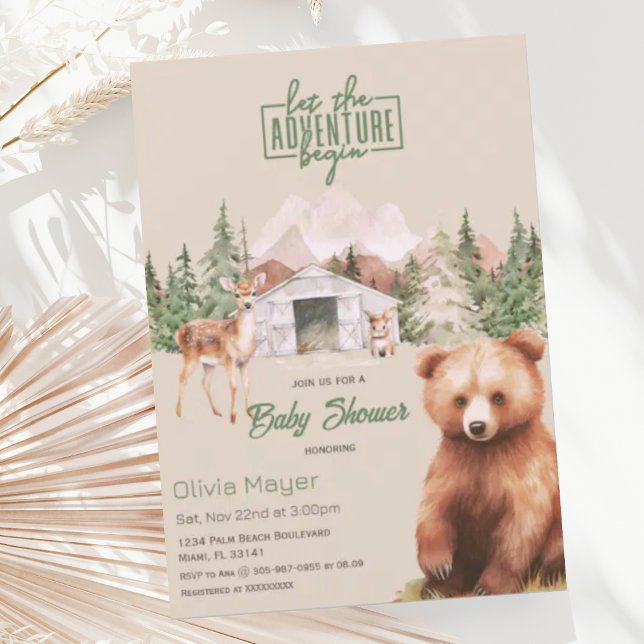 Invitación Sage Green Adventure Awath Mountains Baby Shower (Subido por el creador)