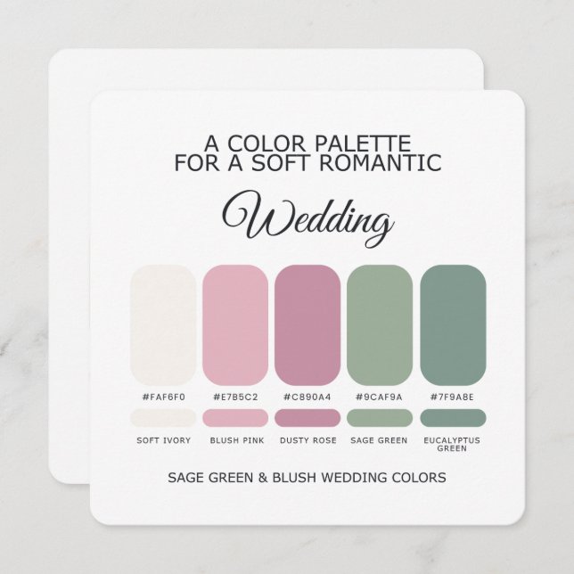 Invitación Sage Green and Blush Wedding Color Palette Card (Anverso / Reverso)