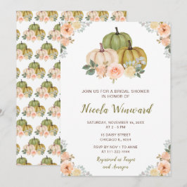 Invitación Sage Green and Peach Floral Pumpkins Brimpower