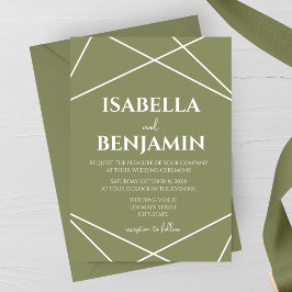 Invitación Sage Green and White Geometric Typography Wedding