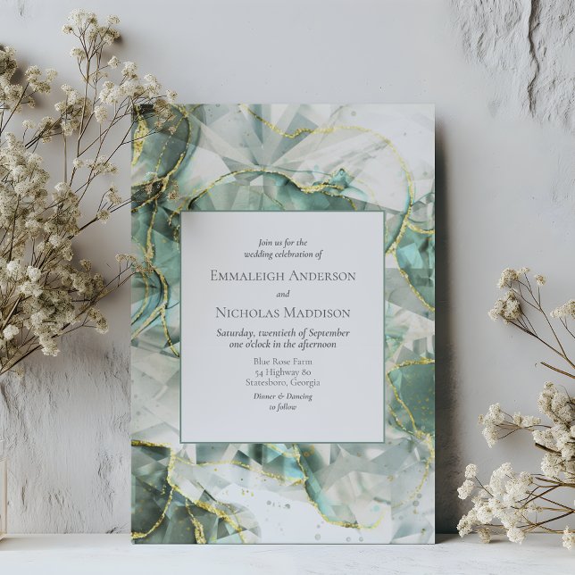 Invitación Sage Green Aventurine Crystal Boda (Subido por el creador)