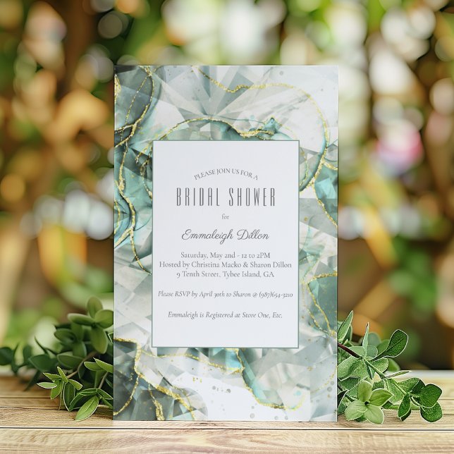 Invitación Sage Green Aventurine Crystal Bridal Shower (Subido por el creador)