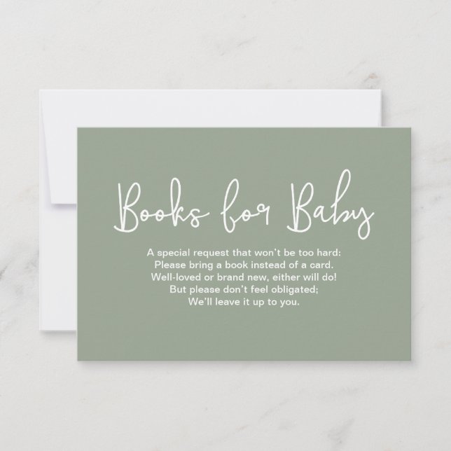 Invitación Sage Green Baby shower Book Request Digital print (Anverso)