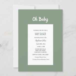 Invitación Sage Green Baby Shower Elegant Simple Boy Chica