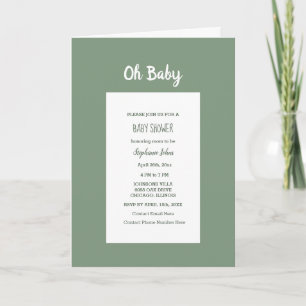 Invitación Sage Green Baby Shower Elegant Simple Boy Chica
