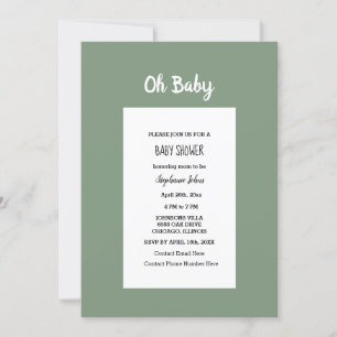 Invitación Sage Green Baby Shower QR Code Simple Minimal