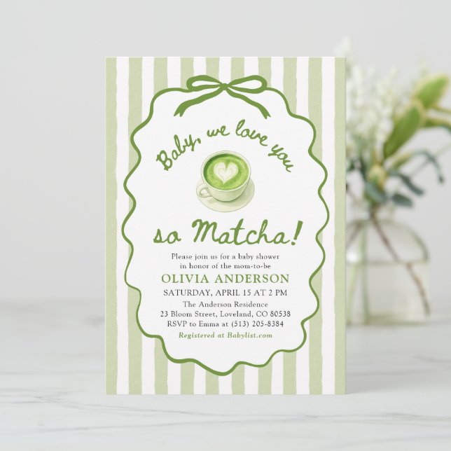 Invitación Sage Green Baby We love you so Matcha Baby Shower (Anverso de pie)